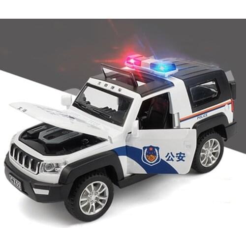 1:32 metal alloy police car off-road vehicle model pull back car sound and light model toy car gift collection family display