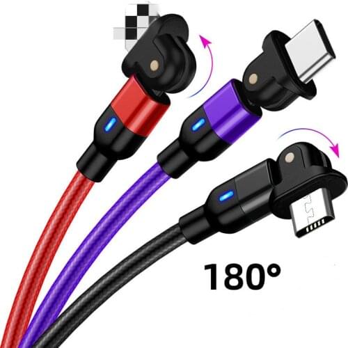 2021 produk baru bengkok 180 derajat kabel data Android tipe C cocok untuk kabel data muatan super cepat iPhone 3A