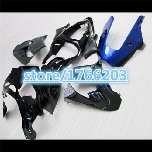 ABS Blue Flames Black Plastic Ninja For Kawasaki ZX-9R 00-01 ABS Fairing Set ZX9R 2000-2001 zx 9r ZX-9R 00 01 Fairing s