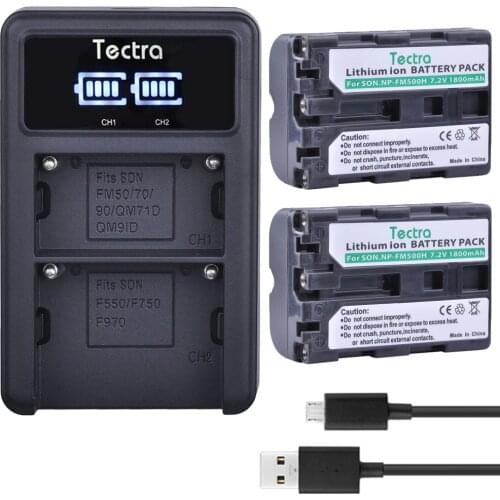 1800mAh 2PCS NP-FM500H NPFM500H Camera Batteries for Sony A57 A65 A77 A450 A560 A580 A58 NP FM500H Battery+LED USB Dual Charger