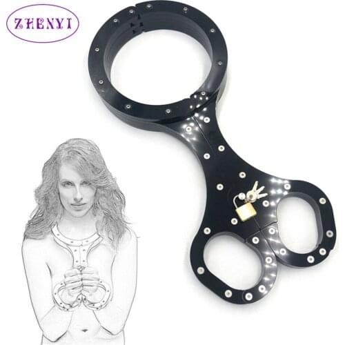 BDSM Fetish Slave Neck Collar Handcuffs Lockable Bondage Chastity Device SM Adult Games Restraints Sex Shop For Couples Sex Toys