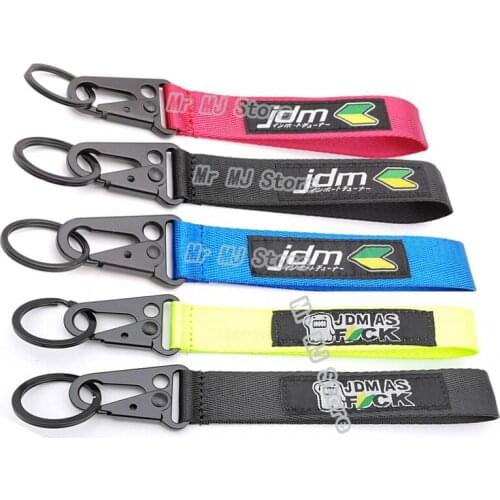 Car Seat belt material nylon embroidery JDM keytags Racing keyring Car styling For DOMO JDM AS FAck keychain Auto accessories