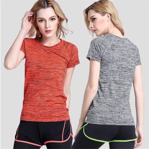 Quick-dry t-shirt thin sports short-sleeved female segment dyed bright colors loose running clothes breathable sweatar D339