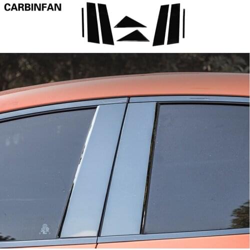 Black Titanium Car Window Trim Strip Stainless Steel Center Column Post Cover Trim Sticker For Mazda 3 M3 Axela 2020 2021 C1882