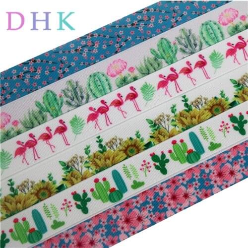 DHK 7/8'' 10yards cactus Japan flower plant printed grosgrain Ribbon Accessory hairbow headwear decoration Wholesale OEM B1734