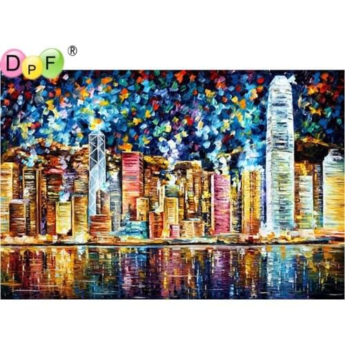 DPF Diamond Embroidery Modern city Diamond Painting Cross Stitch Picture Of Rhinestone full Square Diamond Mosaic decor DIY