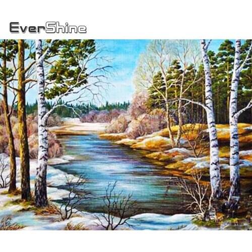 Evershine Diamond Embroidery Winter Sale Diamond Painting Tree Scenery Rhinestones Picture Art Cross Stitch Wall Decoration