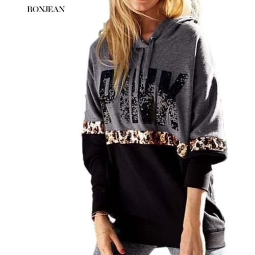 2020 Autumn Women Hoodies Vintage Letter Print Leopard Sweatshirts