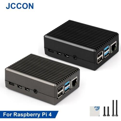JCCON Case For Raspberry Pi 4 Model Aluminum Alloy Case Enclosure Cover Shell Enclosure Clear Cover Shells Box For RPI 4