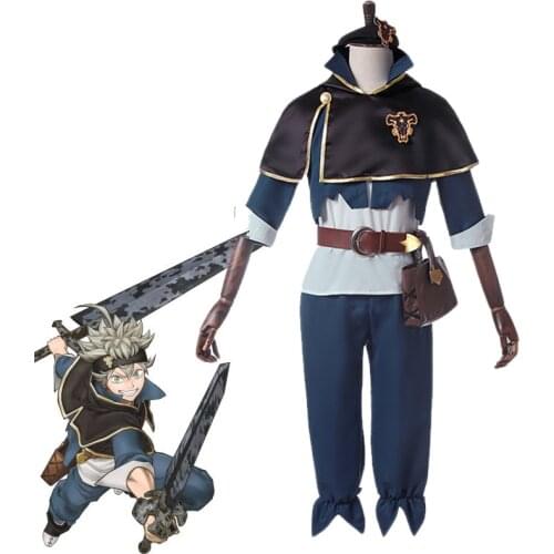 Anime Black Clover Asta Yuno Cosplay Costume Emperor Asta Uniform Tops Pants Cloak Bag Full Outfit Set Men Halloween Clothes