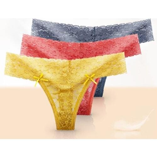 Cool Sexy Bikini G-String Breathable Lace Soft Cotton Crotch Ladies Panties Women T-Back Seamless New Style Bow-Knot Thong