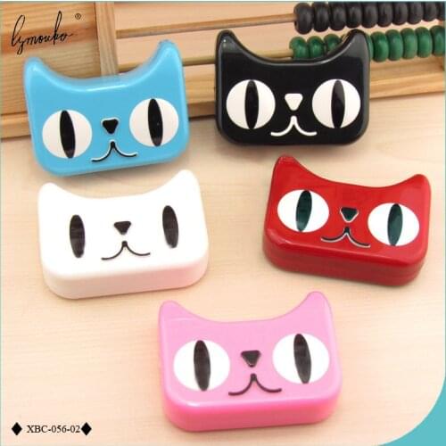 Lymouko New Style Cartoon Cute Little Cat Shape Portable with Mirror Contact Lens Case for Women Gift Contact Lenses Box