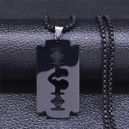 Fashion Blade Stainless Steel Necklaces Men Jewelry Black Color Gothic Necklaces Pendants Jewelry Homme Mens Hip Hop Jewelry