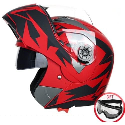 Motorcycle Double Lens Helmet Flip up Motos Helmets ECE casco moto Racing Motorbike Full face sun visor Helmet + mask