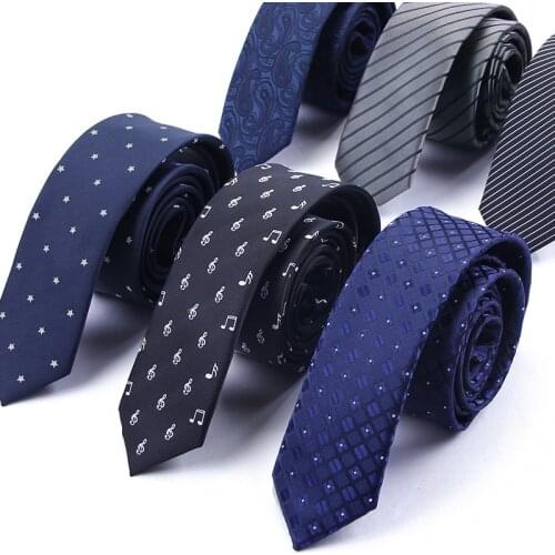 Top Quality Mens Ties Unique Jacquard Weave Casual 5cm Slim Ties for Men Blue Business Boys Skinny Necktie Pack with Gift BOX