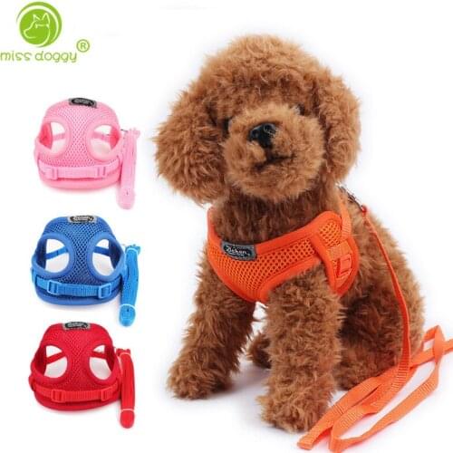 Soft Breathable Dog Harness and Leash Nylon Mesh Vest Harness for Dogs Pet Chest Strap Traction Rope Puppy Dog Walking Tool