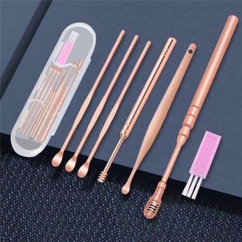 6/7Pcs Portable Ear Cleaner Set Ear Cleaning Remover Ear Curette Spiral Ear Spoon Earpick Set Ear Cleaning Tools