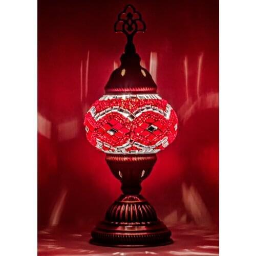 Desktop Small Red Mosaic Lamp Authentic Table Lamp Authentic Lamp Light Pattern Stylish Small Table Chandelier Authentic
