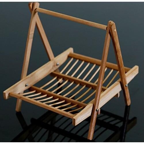 Natural Bamboo Folding Basket Mutton Holder Tray Fruit Bowl Snacks Plate