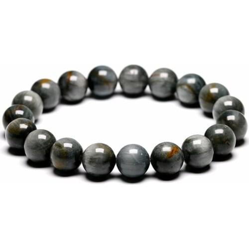 5A Grade Natural Stone Grey Eagle Eye Falcon Eye Beads Strand Bracelet Men Jewelry Beaded Jewellery Unisex Healing Energy Gift