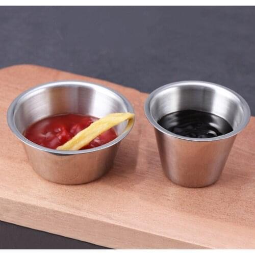 Stainless Steel Sauce Cups Tomato Condiment Dipping Bowl Home Appetizer Plates Seasoning Dish Container Kitchen Organizer