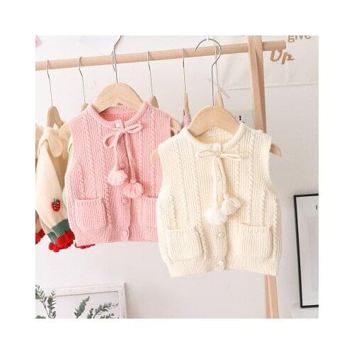 2020 Autumn Winter New Baby Girl Knitted Vest Coat Korean Style Toddler Outwear Kids Girls Tassel Vests Girls Waistcoat 2-6 Year