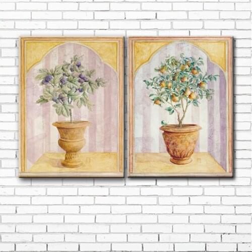 Pastoral fruit bonsai scenery set canvas printings oil painting printed on canvas home living room wall art decoration picture
