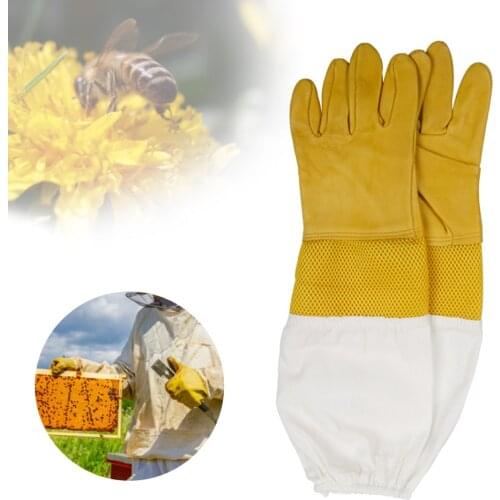 Beekeeping Gloves Sheepskin Short Net Veiling Prorective Clothing For Bees Gloves Beekeeper Suppiler
