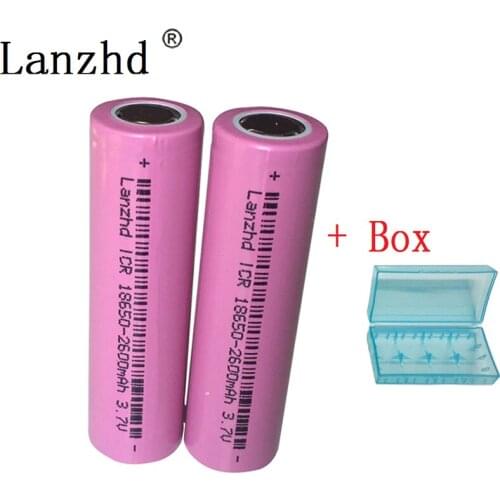 2PCS 18650 batteries rechargeable batteries Original 18650 Battery 3.7v Lithium Li-ion Batteries +box Real Full Capacit 2600MAH