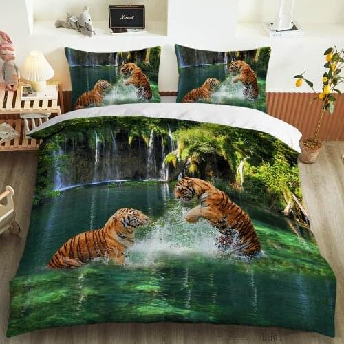 Tiger Lion Leopard Duvet Cover A Boys Quilt Cover Animal 3d Bedding Set Duvet Covers 3d Tiger Bedding Cover Pillow Case