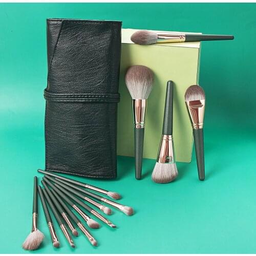 Skin-friendly Professional Makeup Brush Set 14pcs High Quality Brown Natural Synthetic Hair Nake Up Brush Soft BeautyTools Kit