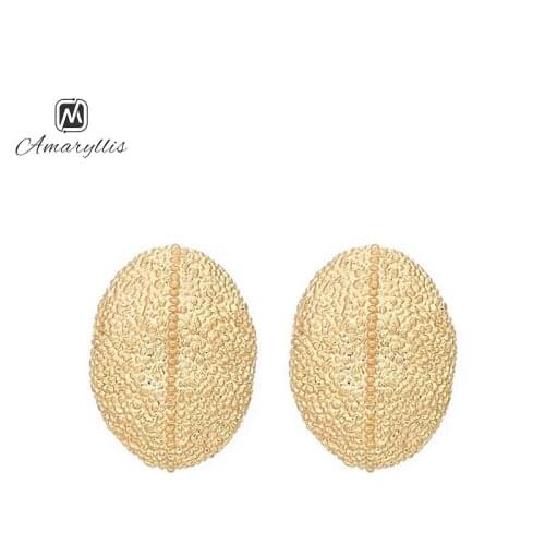 Banny Pink Simple Geo Metal Hammer Oval Studs Earrings For Women Wedding Bump Texture Alloy Post Earrings New Minimalist Jewelry