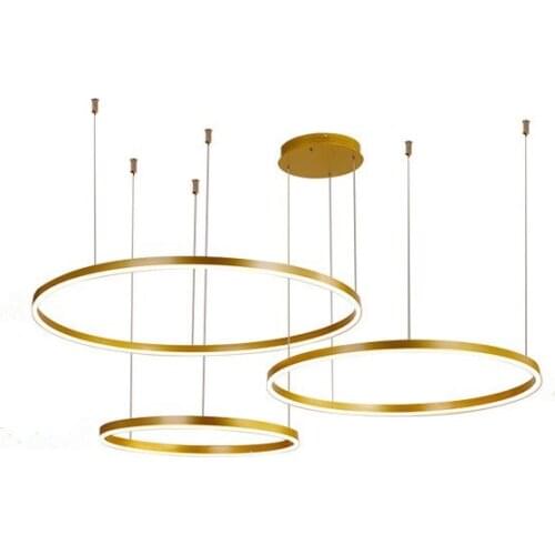 Modern Round LED Chandelier Gold Metal Living room Parlor Pendant lamp Hall Restaurant Hanging Lamp Cable Adjustable Loft Deco