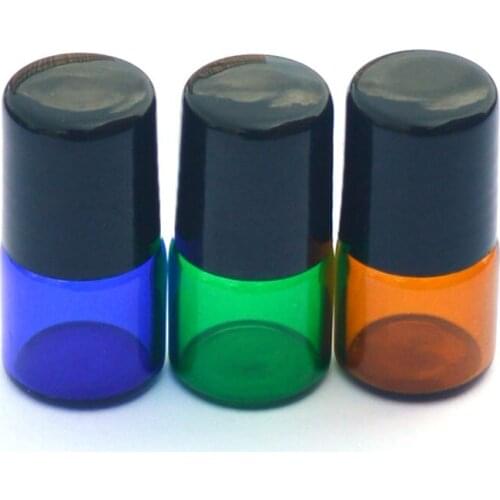 100pcs Mini 1ml Colorful Roll on Glass Bottles for Refillable Essential Oils Perfume Roller Vial