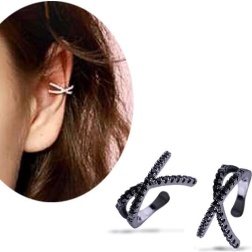 SWOUR New Jewelry Cubic Zircon Ear Cuff Simple Cross Design Earrings Stud Earrings For Woman Top Quality S581