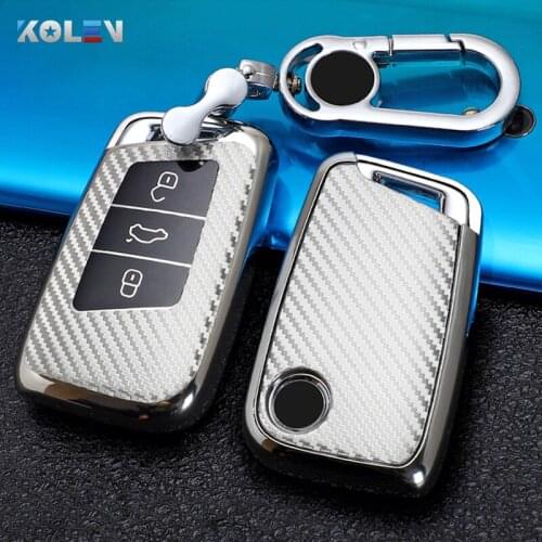 Tpu Carbon Filber Car Key Case Cover For Volkswagen VW Passat B8 Magotan Tiguan Golf For Skoda Superb A7 Remote Key Shell Fob
