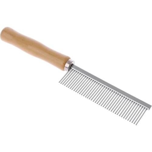 Pet Dog Cat Comb Wood Handle Hair Trimmer Dog Grooming Cleaning Brush