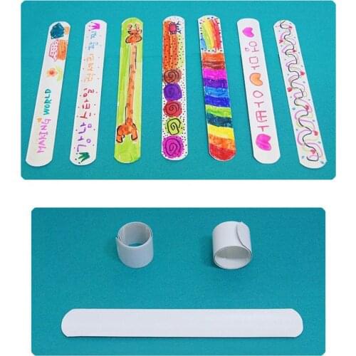 10 Pack White Slap Bracelet Band Party Bracelet Favors for Kids DIY School Party Wristband Accessories
