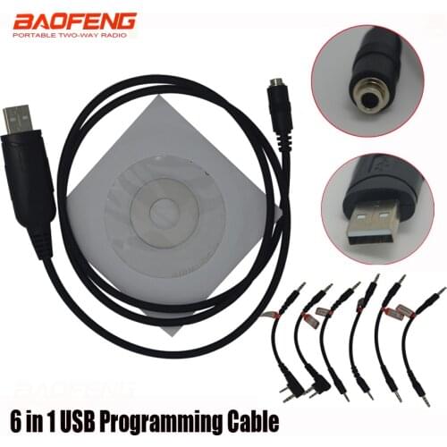 6 in 1 USB Programming Cable For Different Brand Two Way Radio for baofeng walkie talkie UV-5R UV-82