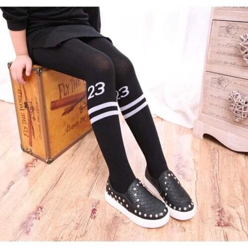 2016 Spring/Autumn Cotton Girl Tights Kids Children Stripe Pantyhose letters Print Girls Dance Stocking 2-9 Years