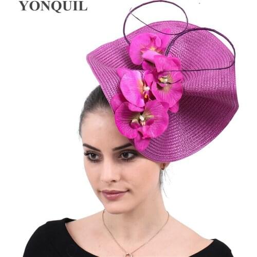 New Style Fashion Women Millinery Fascinator Hat Floral Bridal Elegant Married Headpiece With Headbands Church Straw Headwear