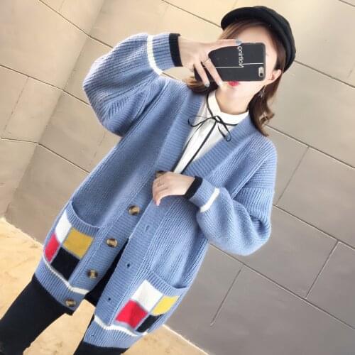 New Arrival Autumn Winter Women Cardigan Warm Knitted Sweater Jacket Pocket Fashion Knit Cardigans Coat Lady Long Loose Sweaters