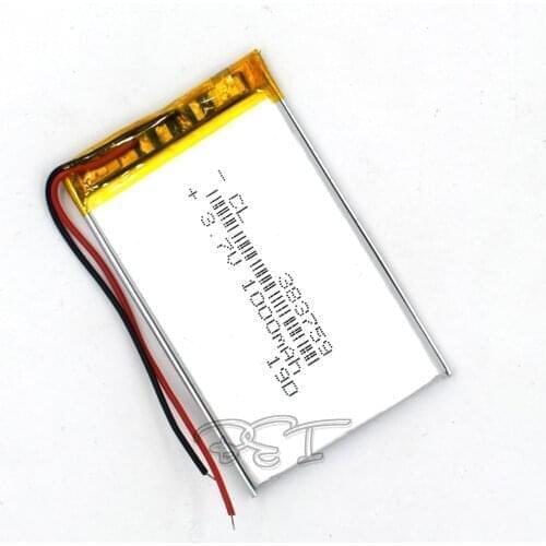10Pcs 3.7V lithium battery Li-polymer Rechargeable Cell Li-ion Polymer 383759 1000mAh For PSP Navi GPS MP3 MP4 Speaker Camera