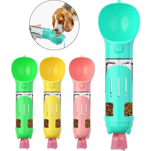 3 in 1 Dog Water Bottle Cat Accessories Pet Supplies with Poop Shovel and Poop Bags Dogs Pets Portable Drinking Feeder Bowl