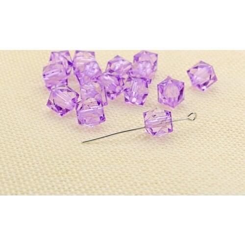 40pcs/lot 9mm Purple Colors Clear Acrylic Square Shape Colorful Loose Beads For Jewelry Making Accessories