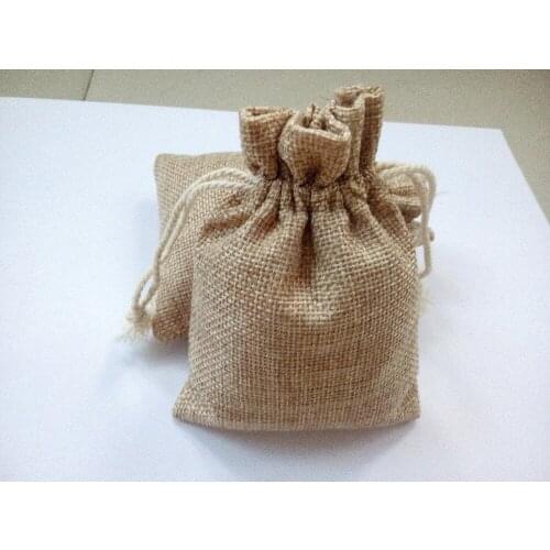 7*9cm 100pcs Vintage Style Jute Sacks Drawstring Gift Bags For Jewelry/wedding/christmas/birthday Packaging Linen Pouch Bags