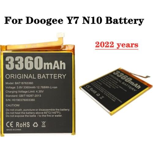For DOOGEE N10 Y7 Phone Battery BAT18763360 3360mAh High Quality Smartphone Replacement Bateria Batterie