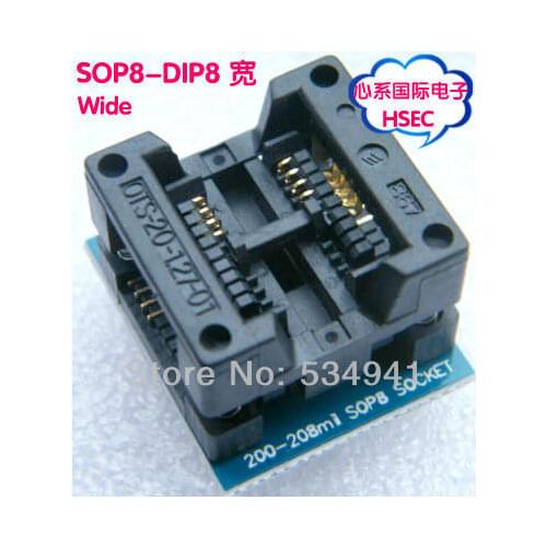 Free Shipping SOP8 to DIP8 Wide 200-208mil Socket / SOIC8-DIP8 / sop8 to dip8 ic programmer adapter