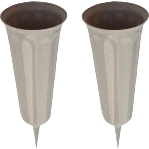 2-Piece 10.2' Stake In Ground Cemetery Grave Fluted Flower Vases Holder