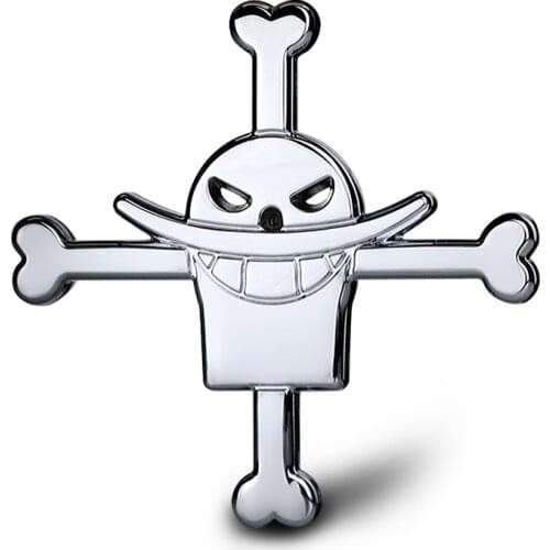 Noizzy White Beard Ho Priates Crew Emblem Chrome Car Stickers ONE PIECE Anime Badge 3D Metal Motorcycle Accessories Car Styling